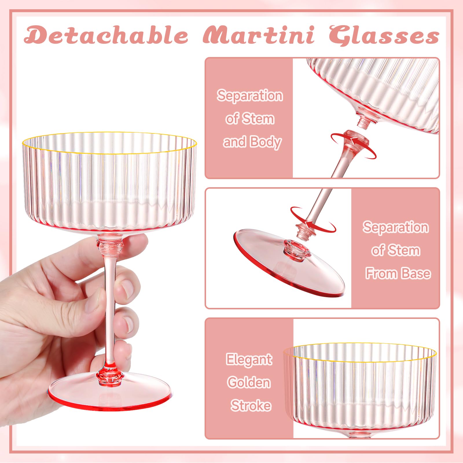 XUWAIDSGN gold-rim vintage design adds luxe appeal to weddings and parties.