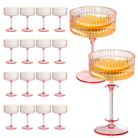 XUWAIDSGN pink champagne glasses with gold rim, durable for celebrations