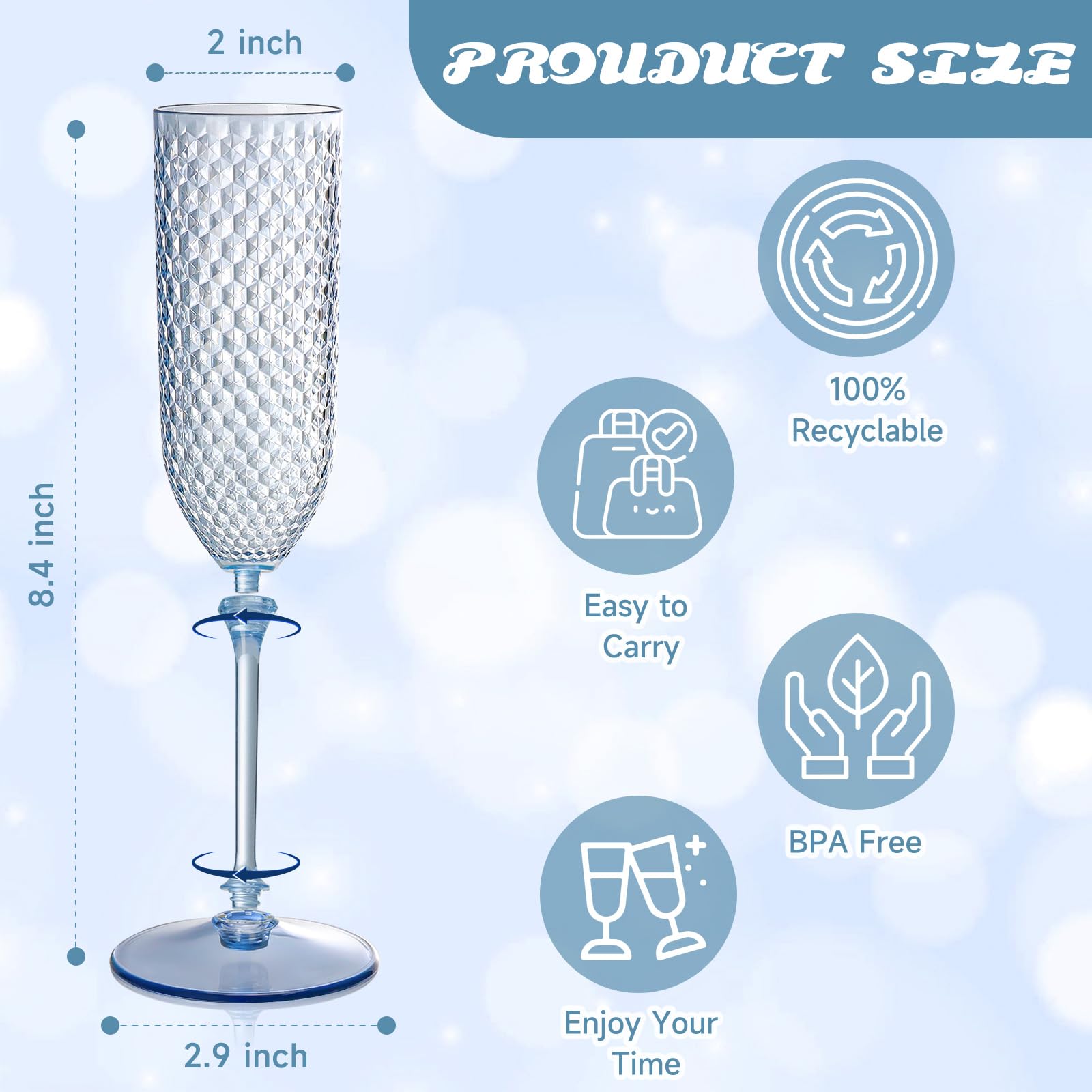 XUWAIDSGN two-piece stemware with detachable stem for simple storage and replacement