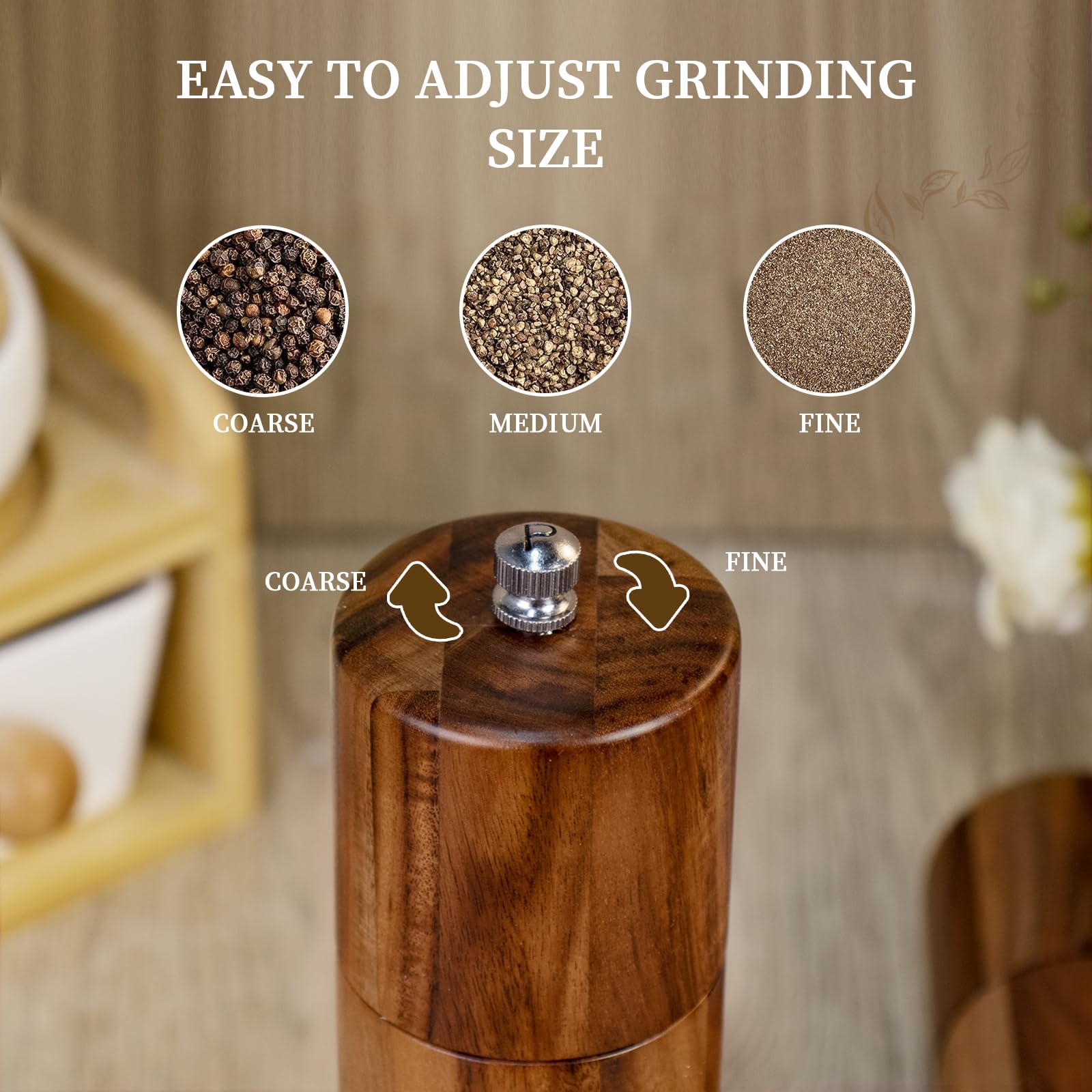 XWXO Acacia grinder enhances any kitchen decor and dining setup
