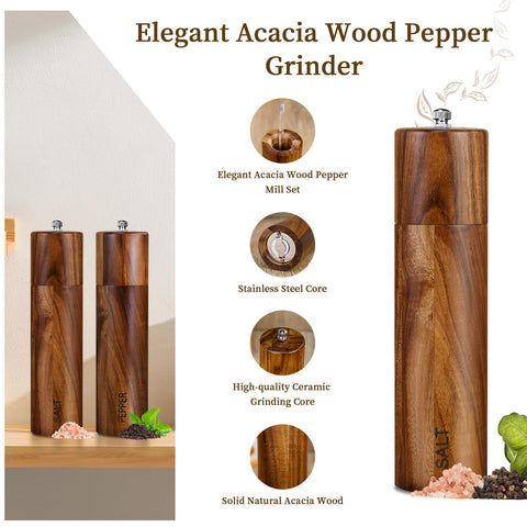 XWXO Acacia grinder with stainless steel accents for modern kitchen style