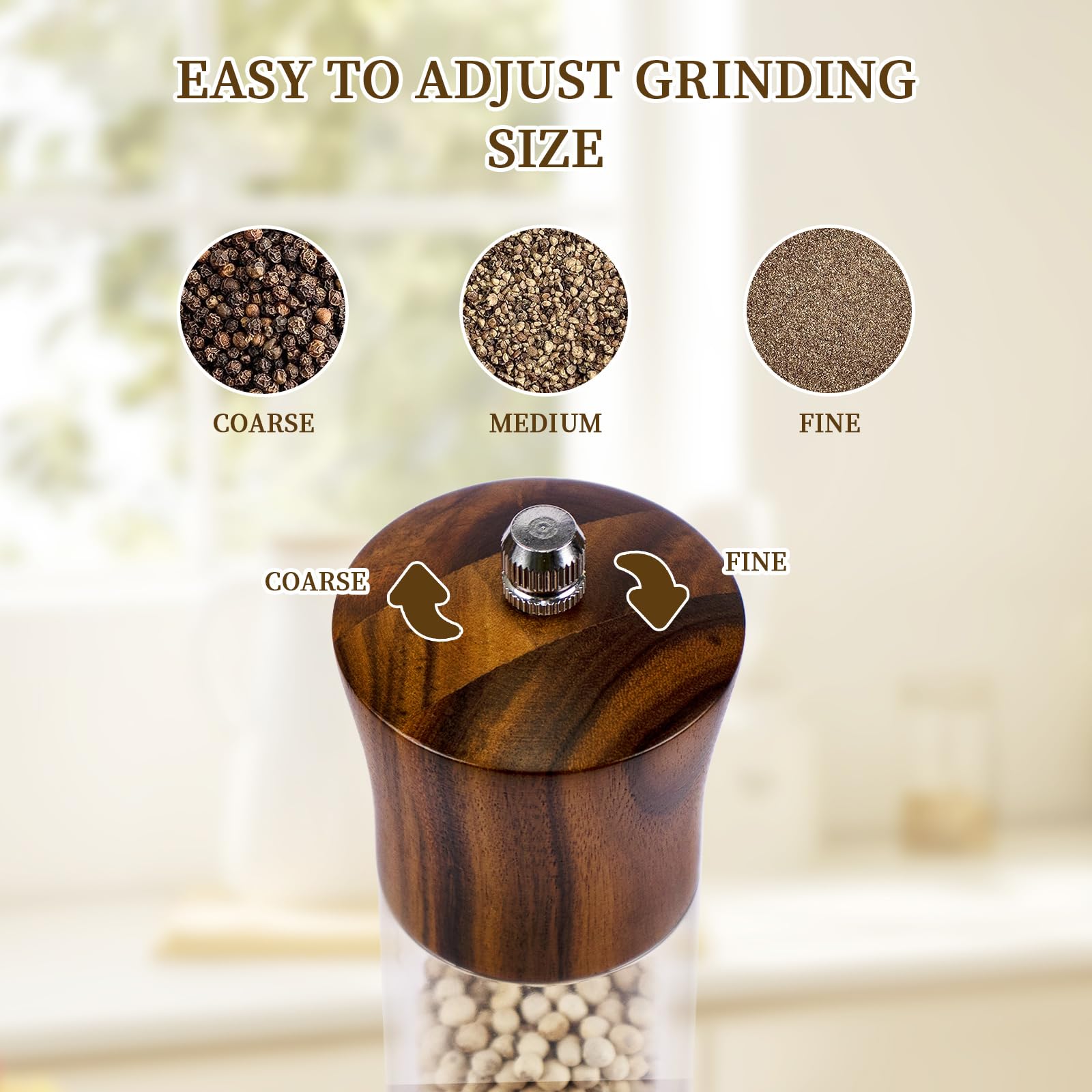 XWXO adjustable grind size control lets you tailor texture for every dish.