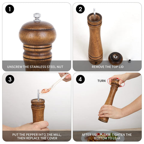 XWXO refillable salt and pepper grinders set for mess-free refills
