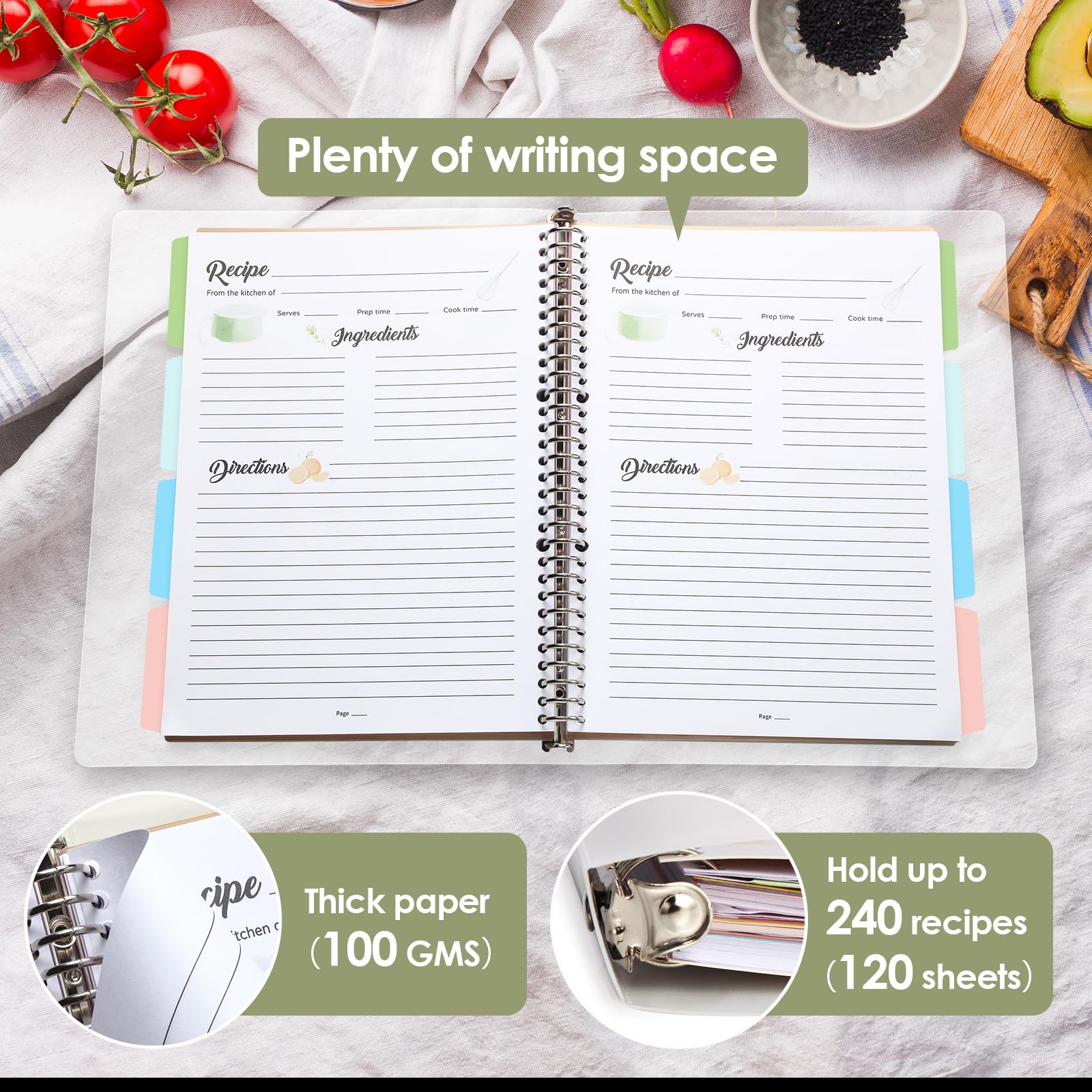 XXINMOH dividers and labels help you categorize recipes at a glance.