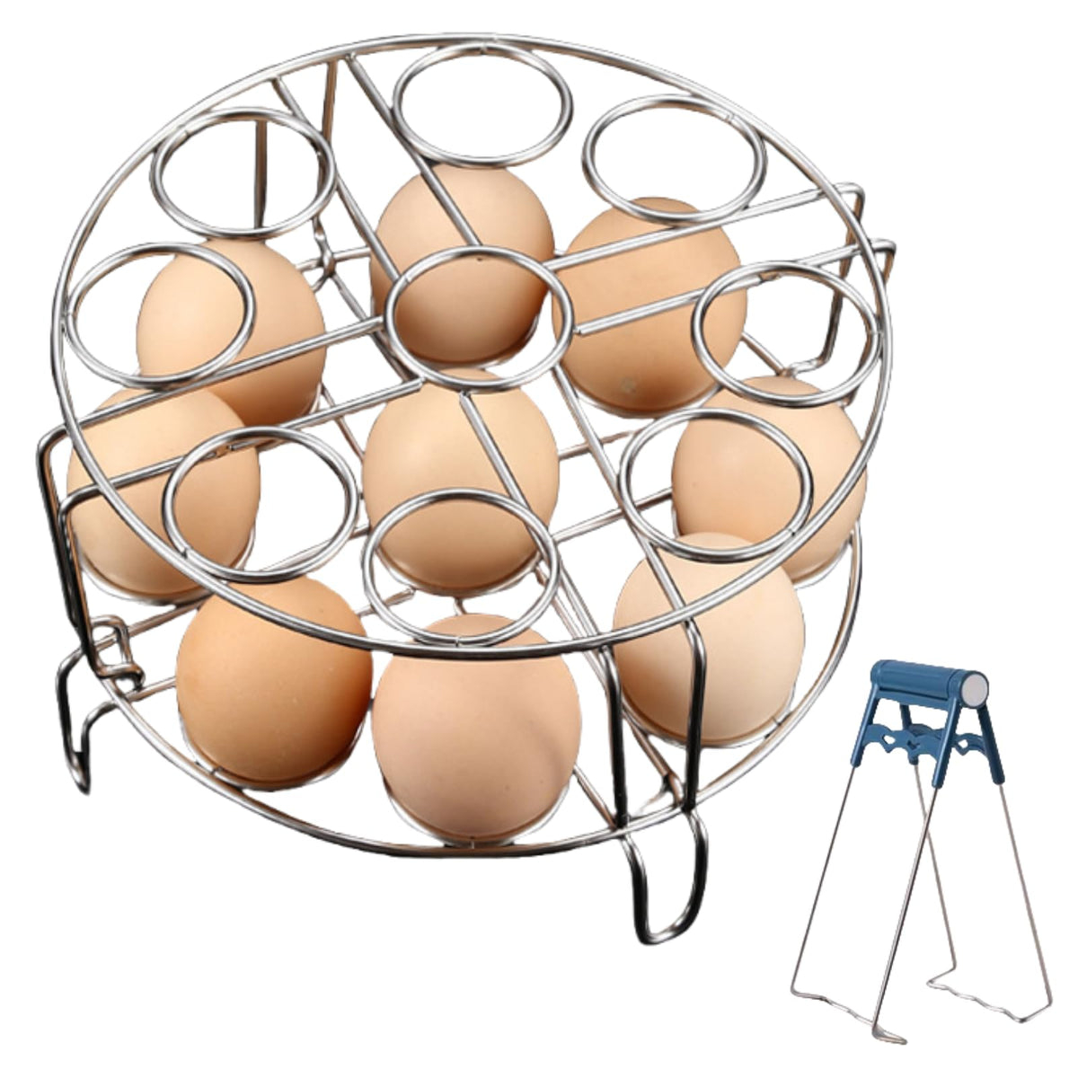 Xxshcdz egg-steamer-rack top view, sturdy stainless steel for quick, even egg steaming