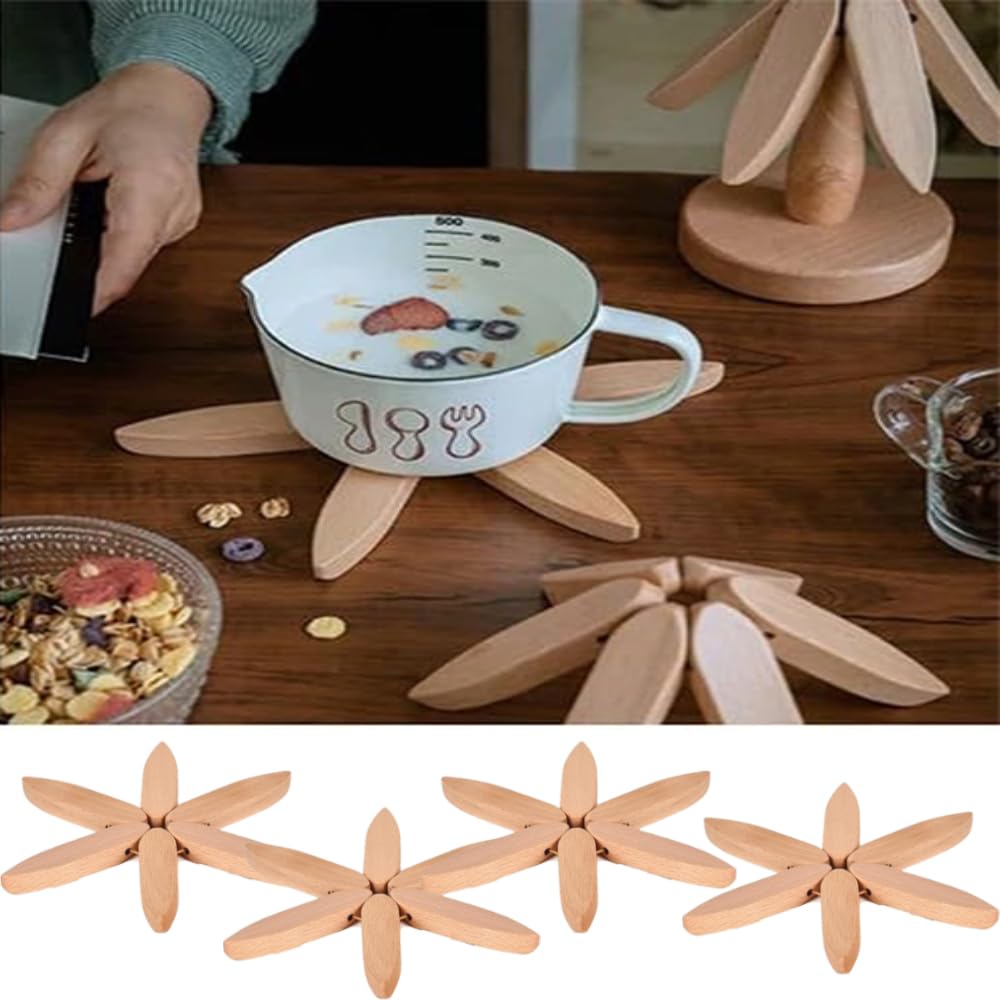 XXSURXX wooden tree coaster on dining table combines function with style.