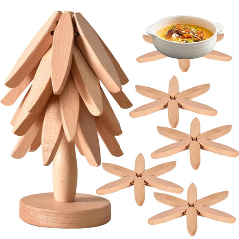 XXSURXX wooden tree coaster set 4 protecting surfaces with natural finish.