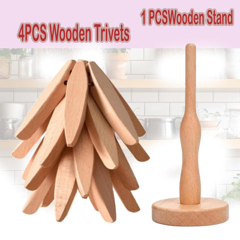 XXSURXX wooden tree trivet with teapot protects countertops.