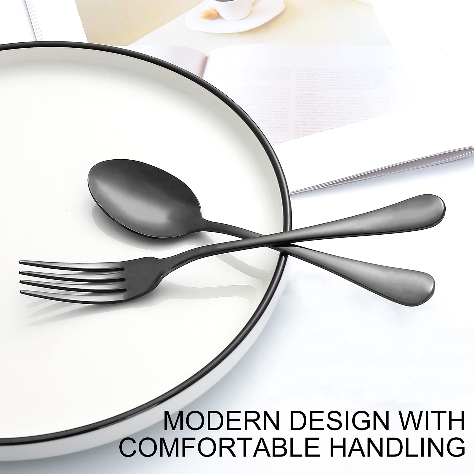 XXZWSJSH dishwasher-safe silverware set simplifies cleanup after meals.