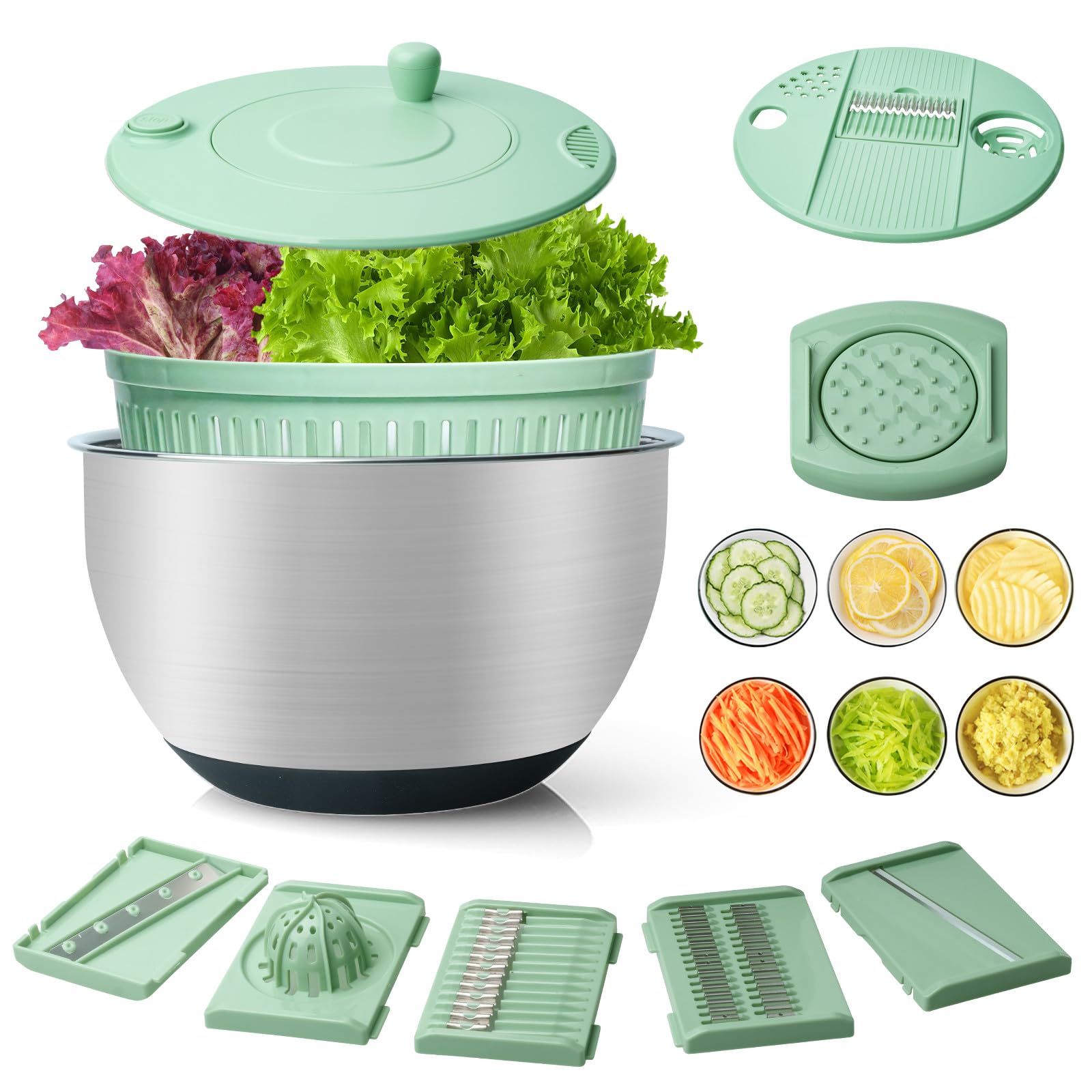 xyhop 4.25qt salad spinner bowl for family meals, keeps greens fresh.
