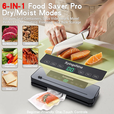 Xyingshine vacuum sealer with built-in cutter and vertical storage saves counter space