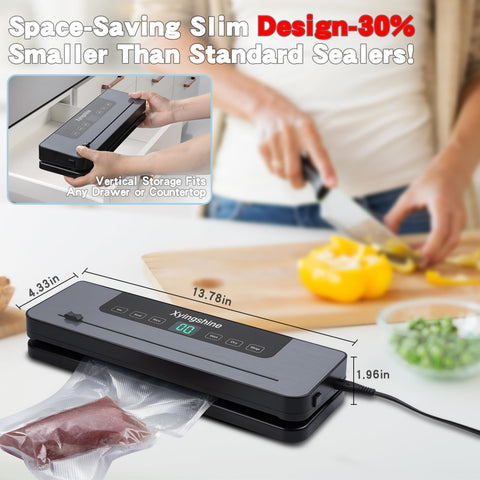 Xyingshine vacuum sealer's metallic finish adds a pro kitchen look
