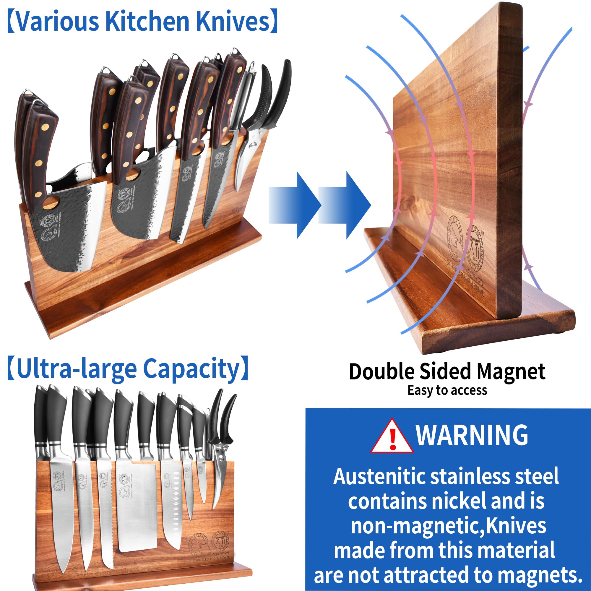 XYJ double-sided storage demonstrates high capacity for knives.