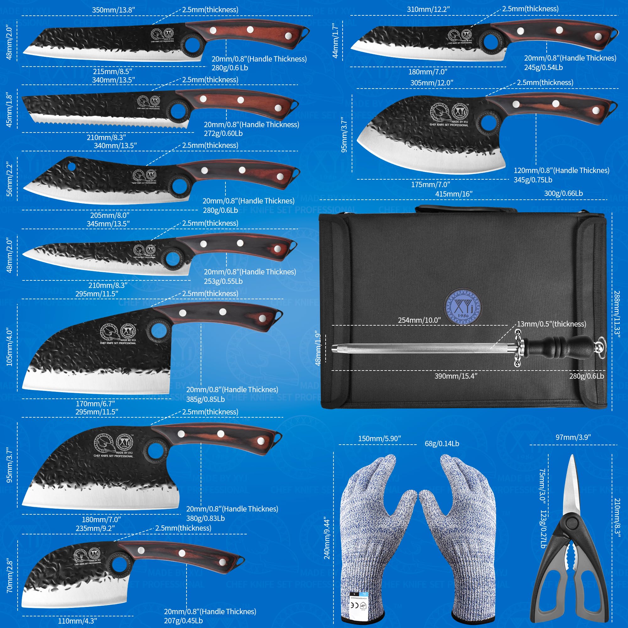 XYJ full-tang high-carbon blade for stability and lasting sharpness.