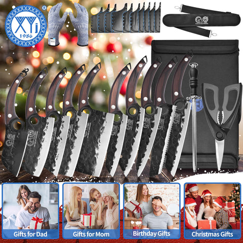 XYJ hand-wash recommended for knife set care and longevity.
