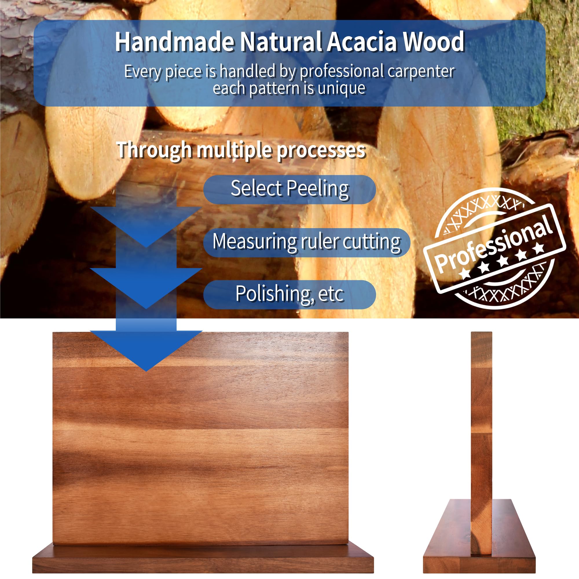 XYJ natural acacia wood grain adds warm, durable kitchen appeal.