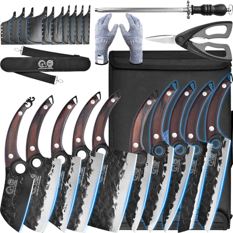 XYJ professional knife set blade collection shown for versatile prep.