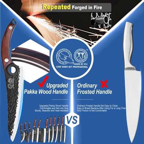 XYJ stonewashed blade finish highlights durability and reduced sticking during prep.