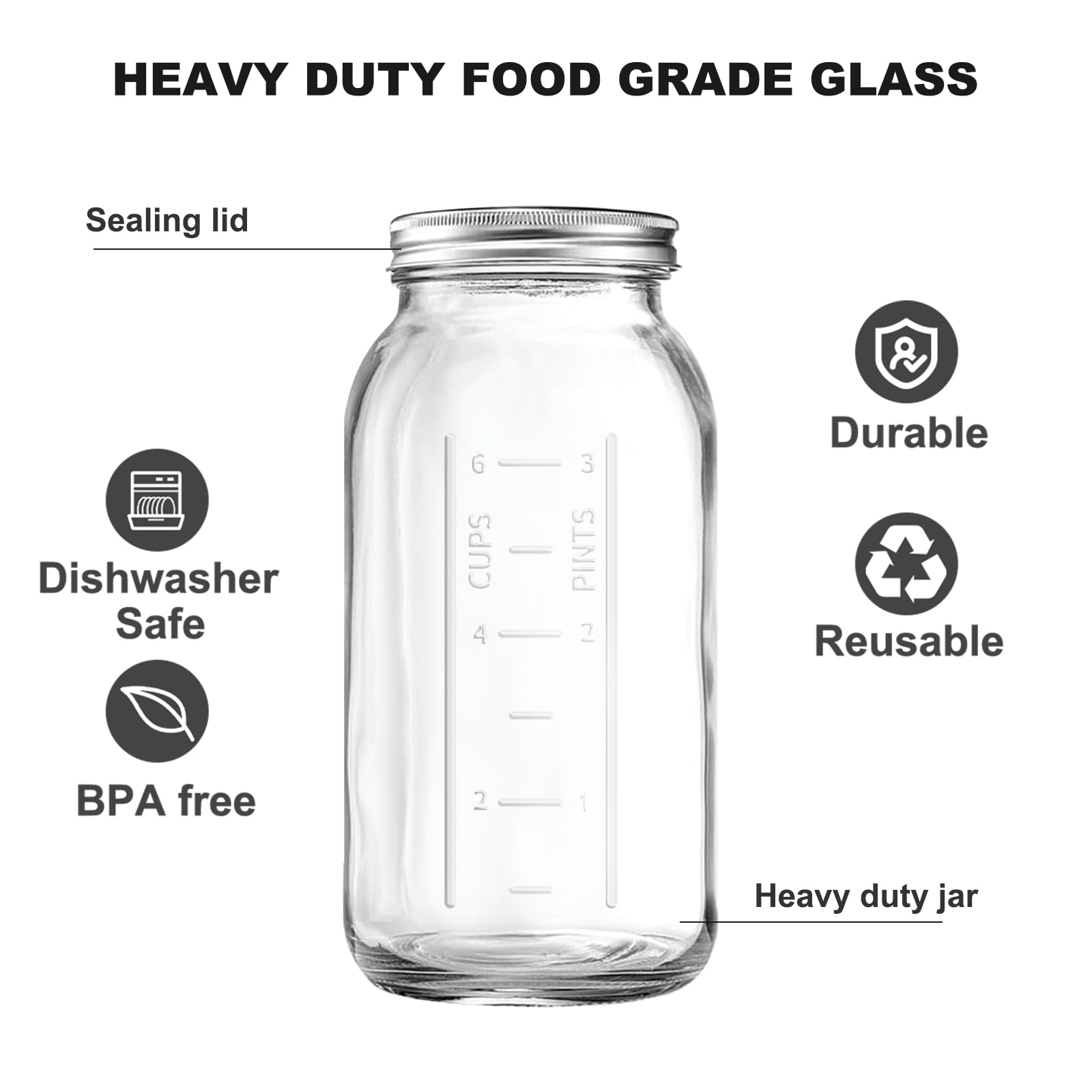 Xylanor 64oz jar full of fruits and vegetables keeps freshness visible.