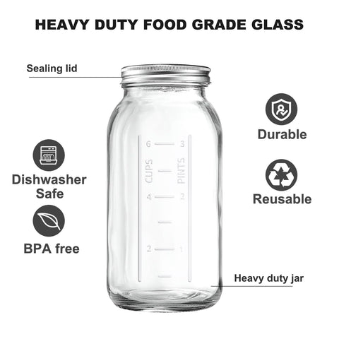Xylanor 64oz jar full of fruits and vegetables keeps freshness visible.