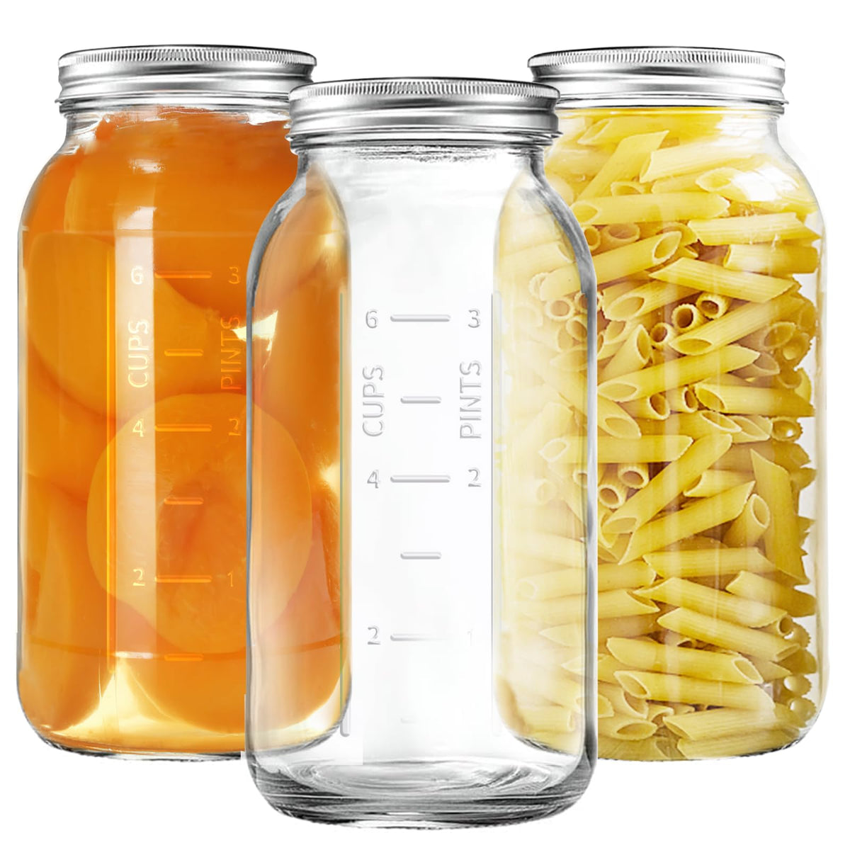 Xylanor 64oz wide mouth jar with lid on for secure, reusable storage.