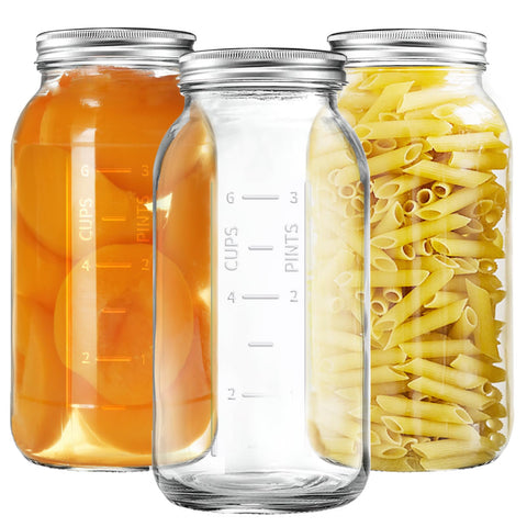 Xylanor 64oz wide mouth jar with lid on for secure, reusable storage.