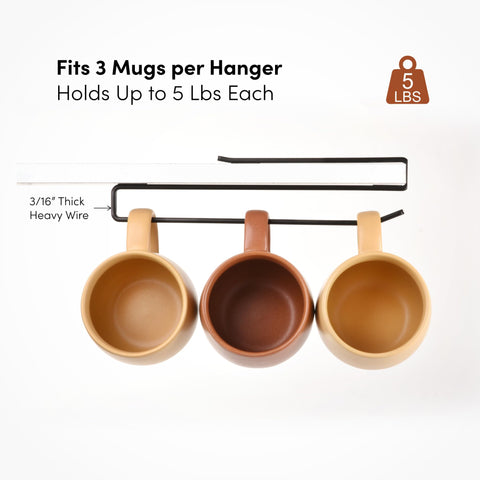 xympo coffee mug hanger installed without drilling protects cabinet and surfaces
