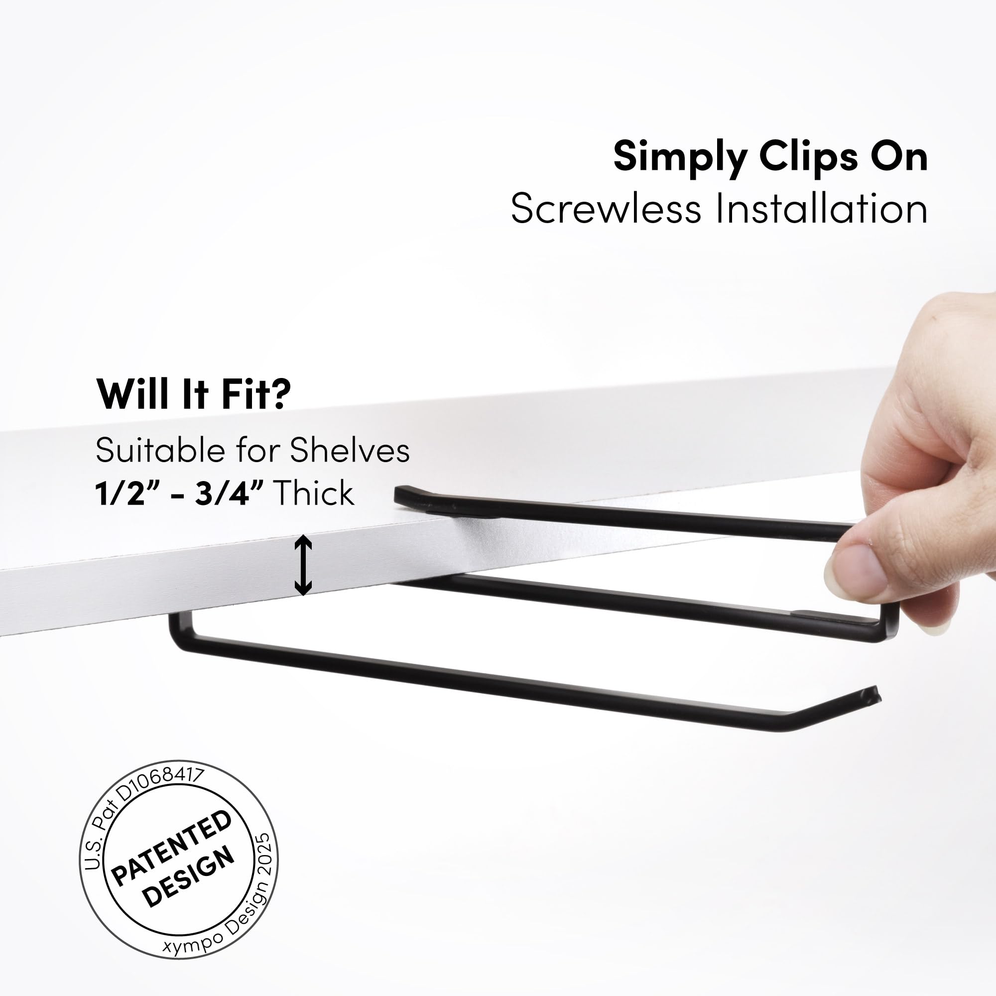 xympo coffee mug hanger under cabinet close-up shows sturdy steel construction