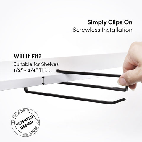 xympo coffee mug hanger under cabinet close-up shows sturdy steel construction