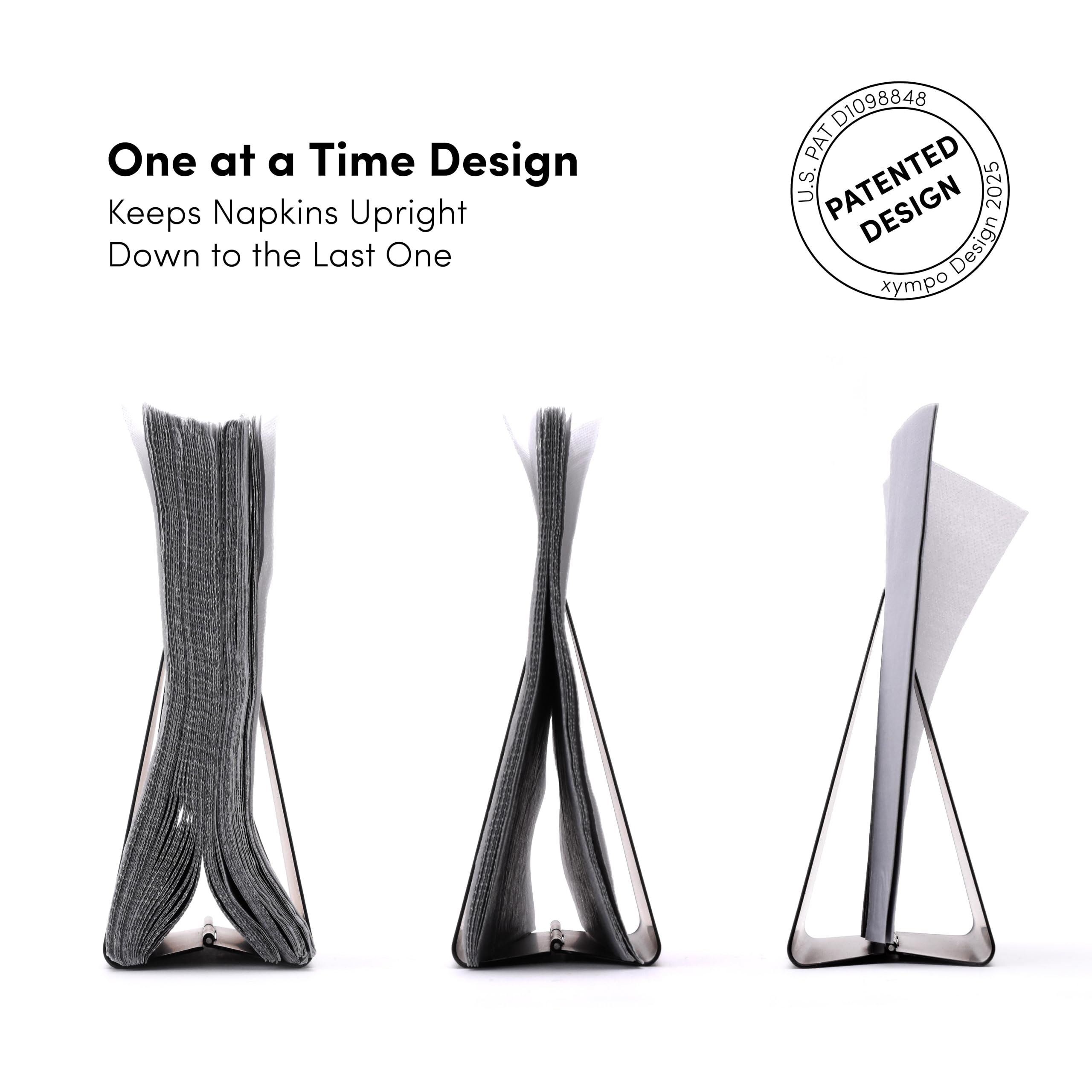 xympo napkin holder during refill showing wide opening for easy replenishment