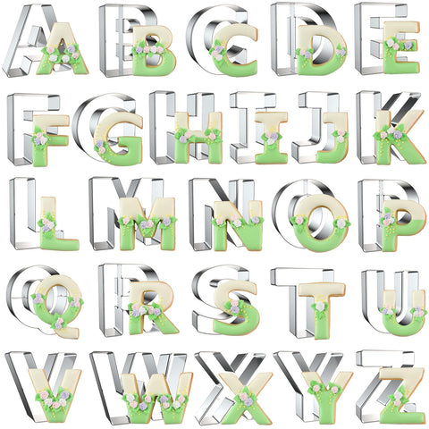 Xzhloym alphabet letter cookie cutters A to Z for 3 inch cookies and fondant