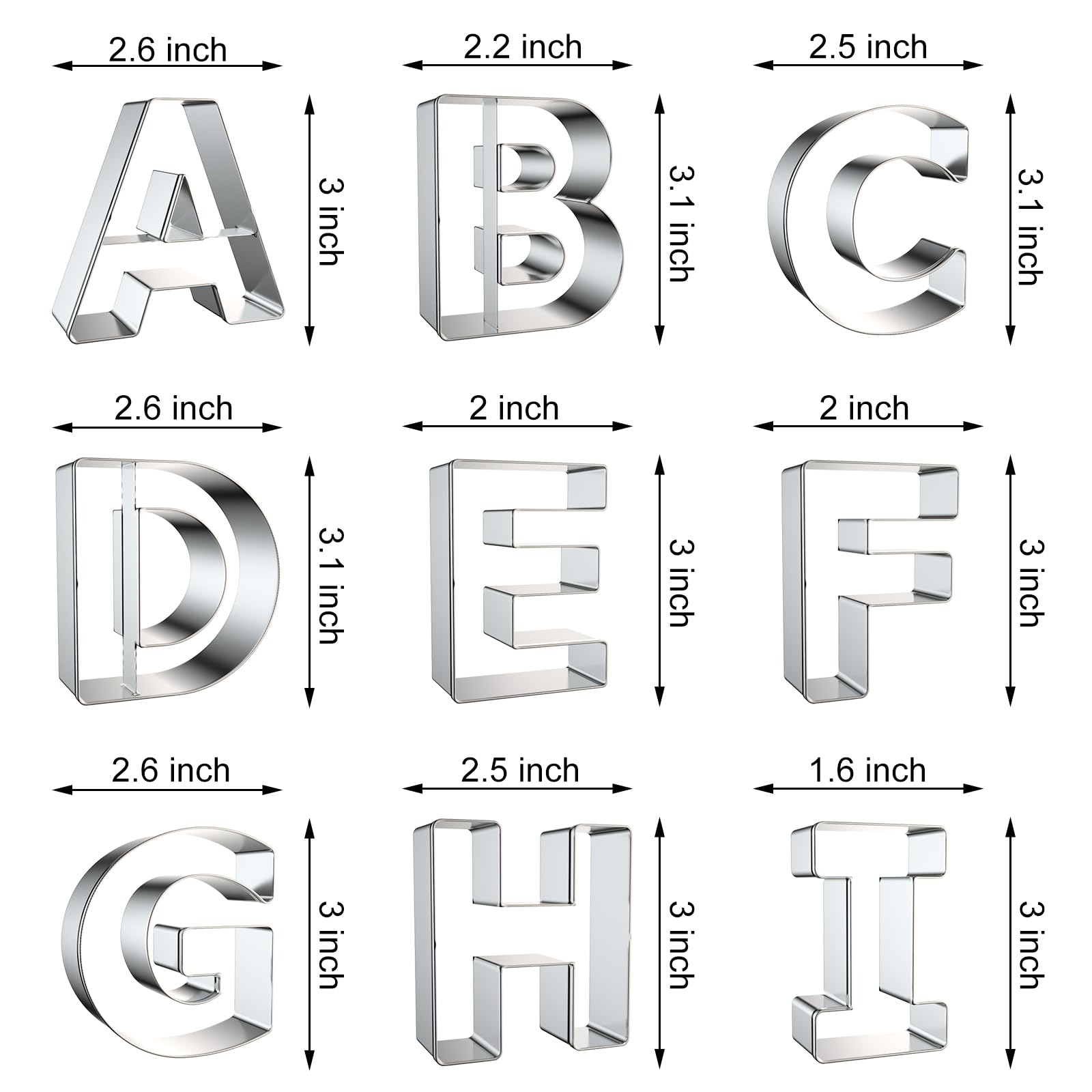 Xzhloym alphabet cookie cutters stainless steel with rolled edges