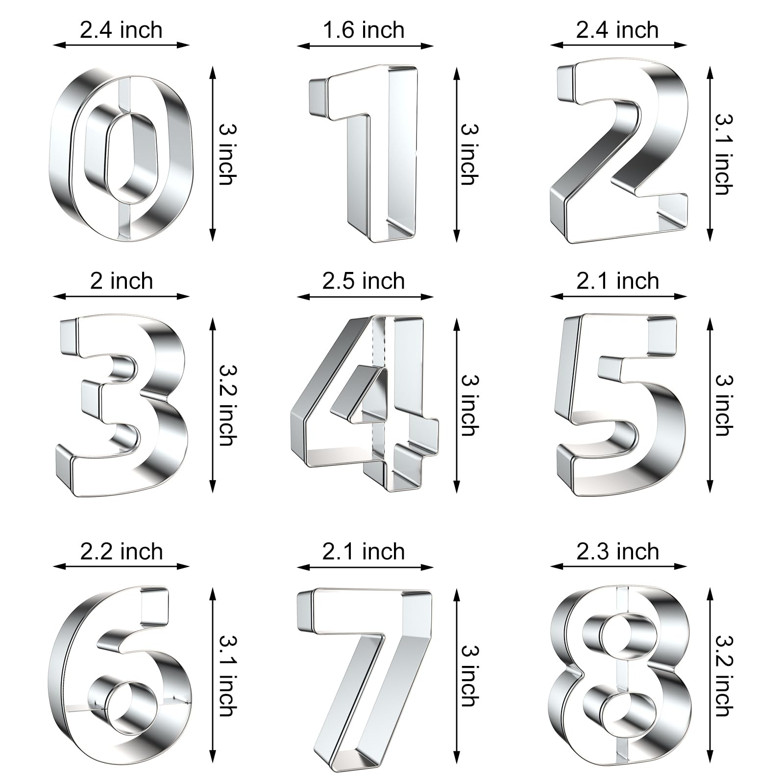 Xzhloym stainless steel number cutters with safe rolled edges for kids.