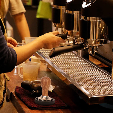 Y-Step barista towel handy for quick cleanups.