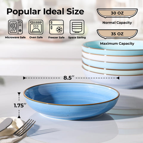 Y YHY 8.5-inch pasta bowl close-up—generous 30 oz capacity for hearty portions