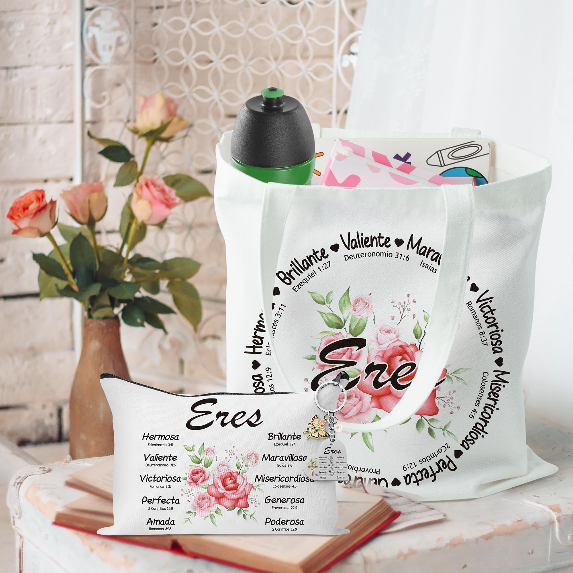 Y1tvei canvas makeup bag keeps cosmetics secure during travel.