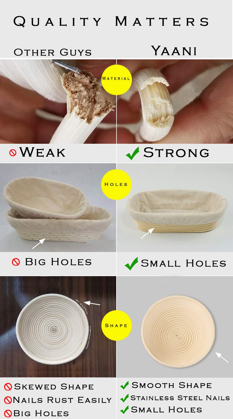 YAANI Sourdough Starter Kit round basket for consistent crust and loaf shape.