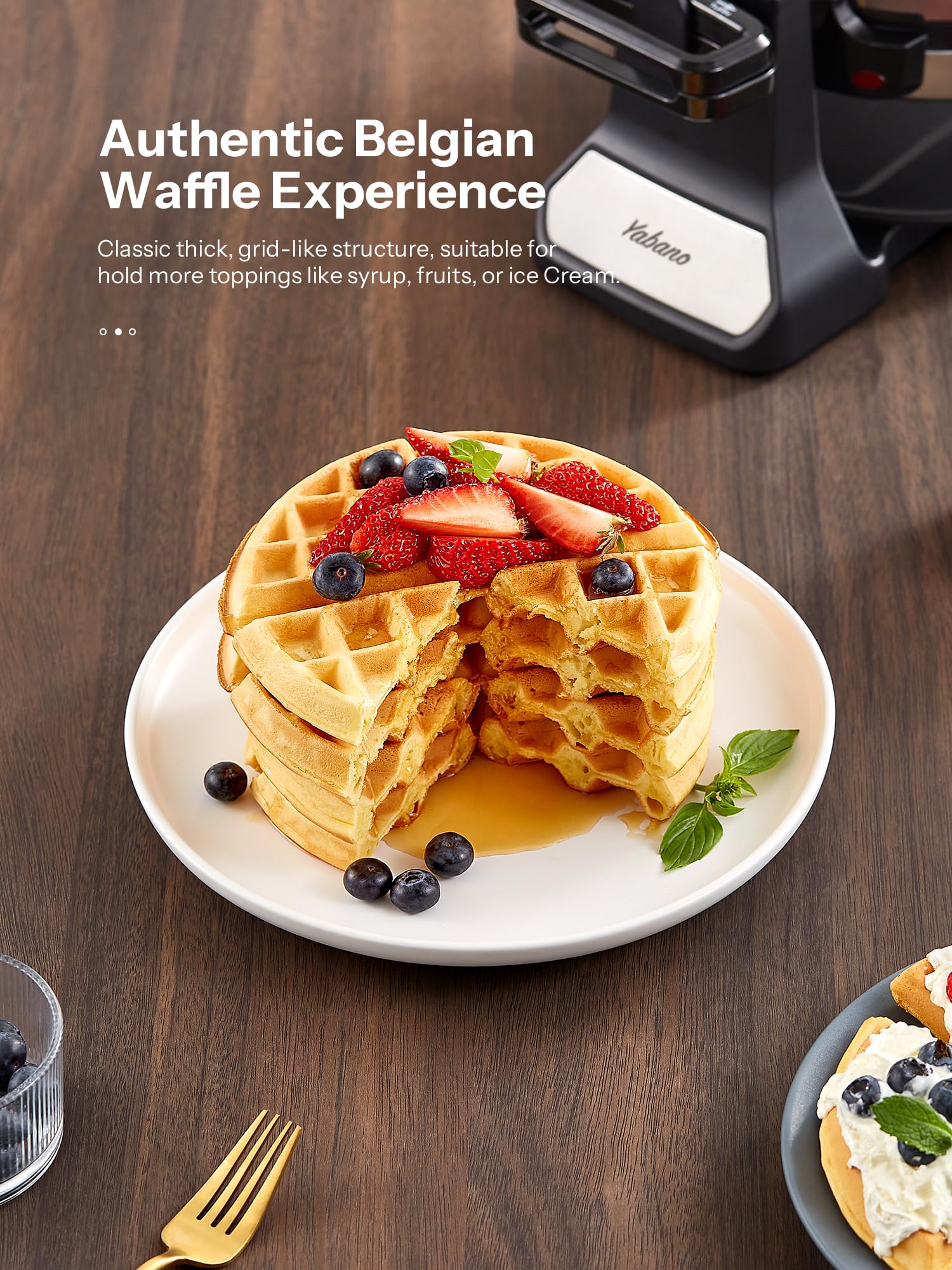 Yabano double flip design bakes two waffles at once for faster breakfasts