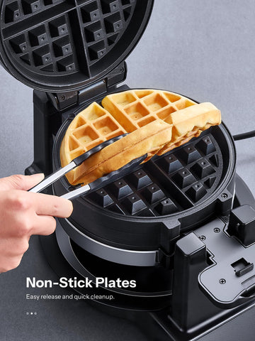 Yabano waffle maker rotating design promotes even browning for crispy exteriors.