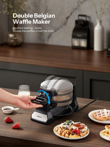 Yabano waffle maker with nonstick plates for easy release and quick cleanup