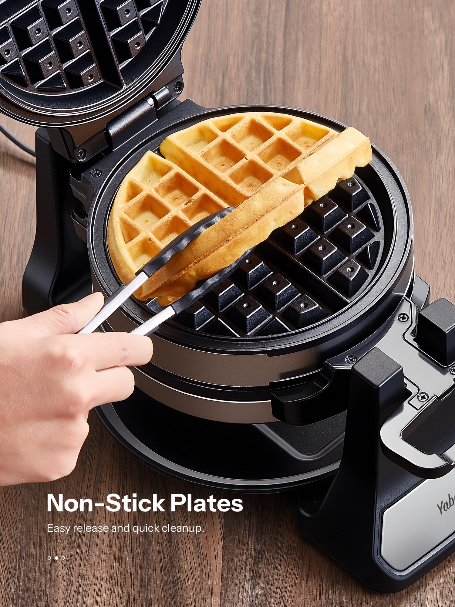 Yabano Belgian Waffle Maker includes removable drip tray to keep counters tidy