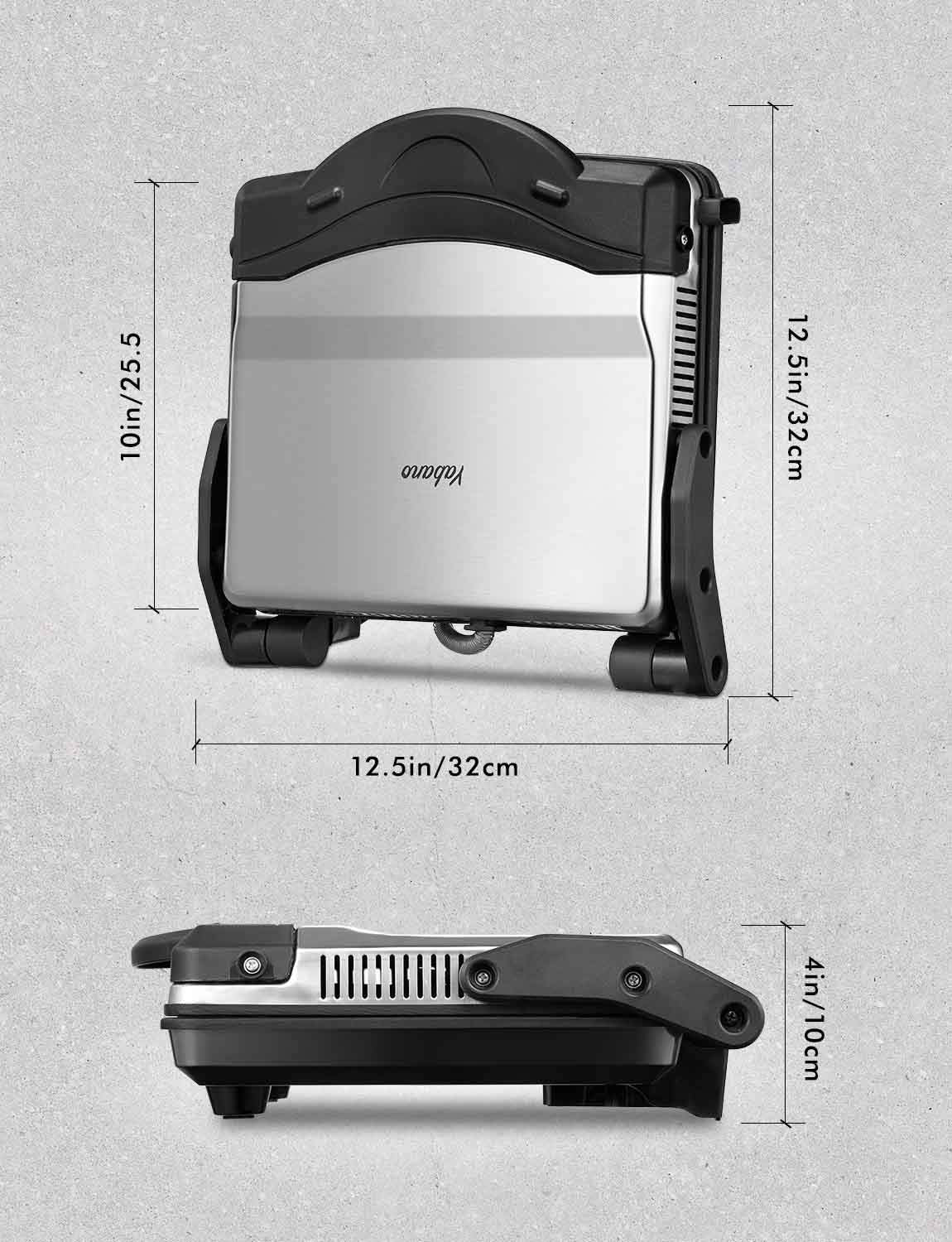 Yabano Panini Press Grill compact design fits small kitchens