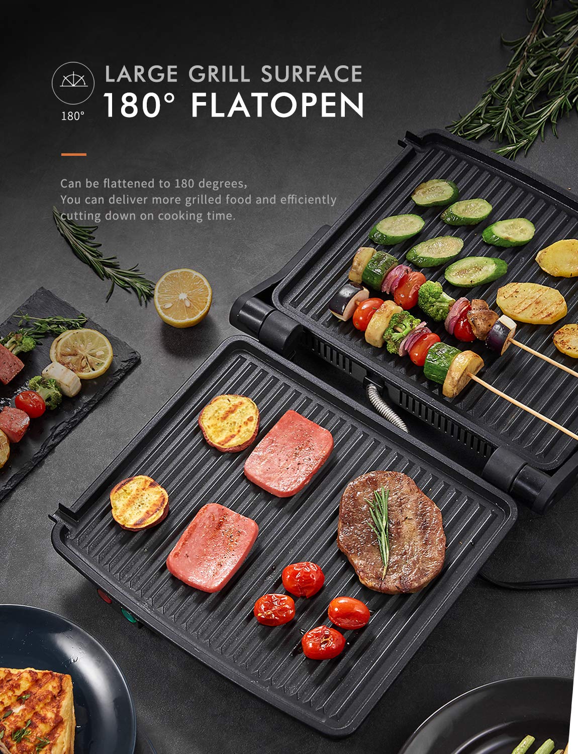 Yabano Panini Press Grill non-stick coating enables easy food release