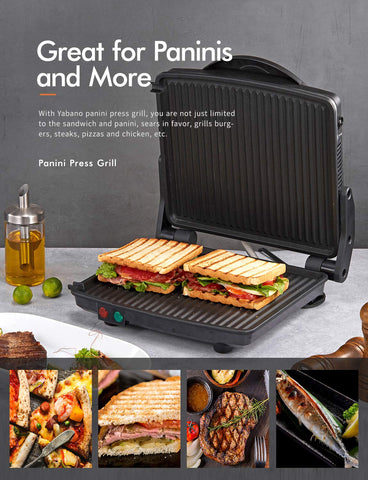 Yabano Panini Press Grill removable drip tray catches fats for easy disposal
