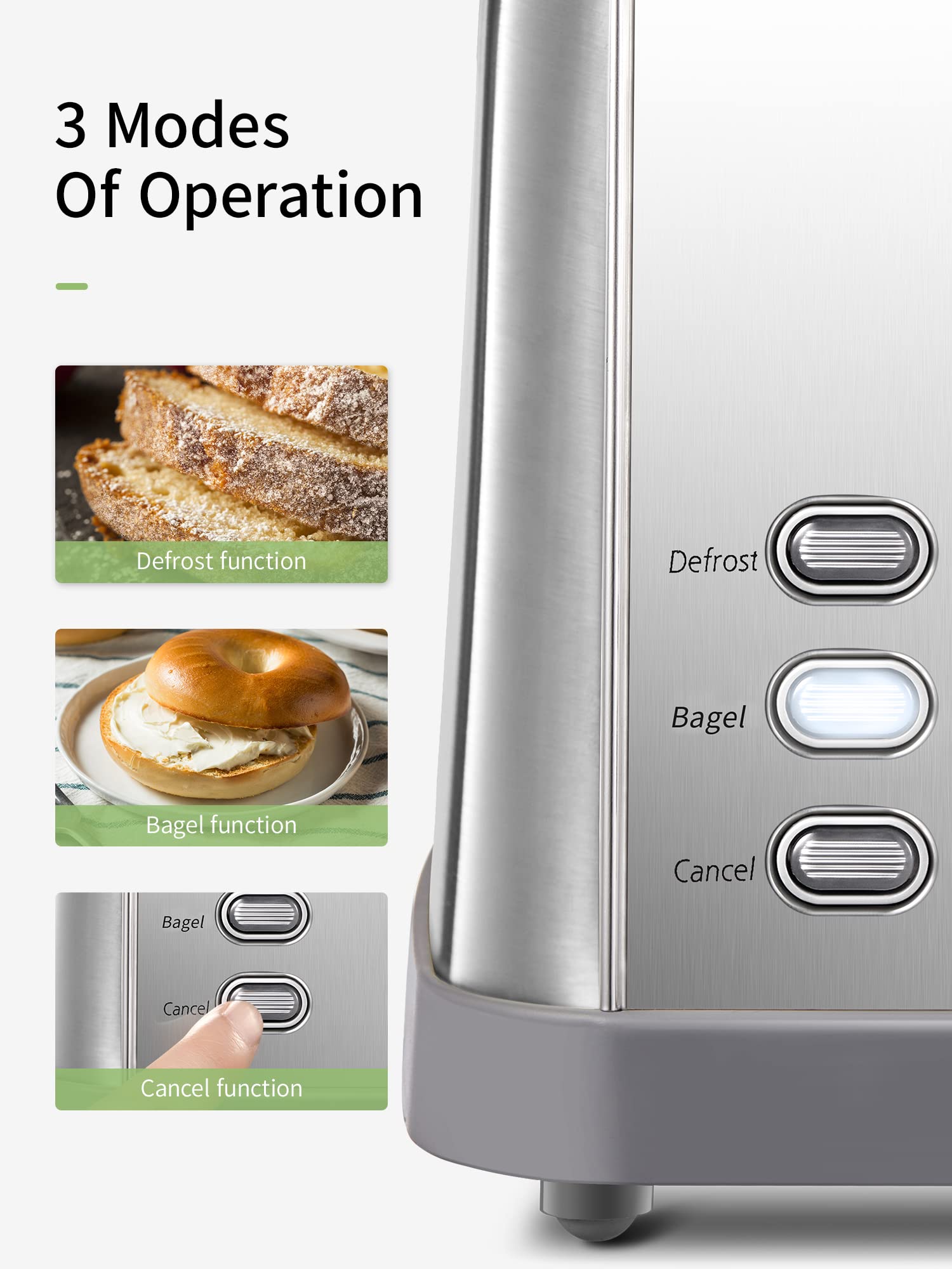 Yabano toaster high lift lever for easy, safe removal of small slices