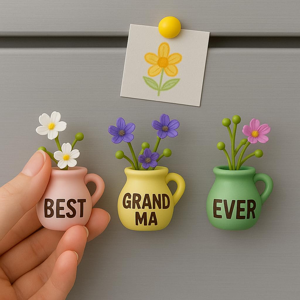 YACO STORE yellow vase magnet brightens kitchen space with durable magnetic hold.