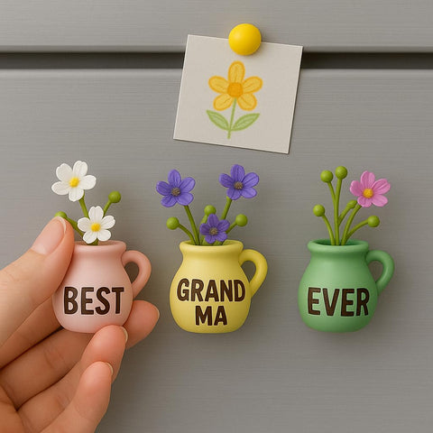 YACO STORE yellow vase magnet brightens kitchen space with durable magnetic hold.