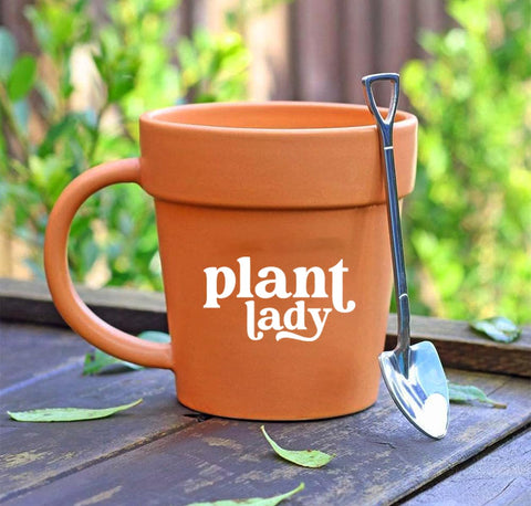 YACO STORE Plant Lady mug side view with ergonomic handle for easy sipping.