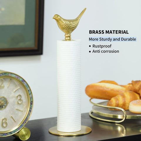 YACSNBF brass paper towel holder bird detail highlighting handcrafted charm
