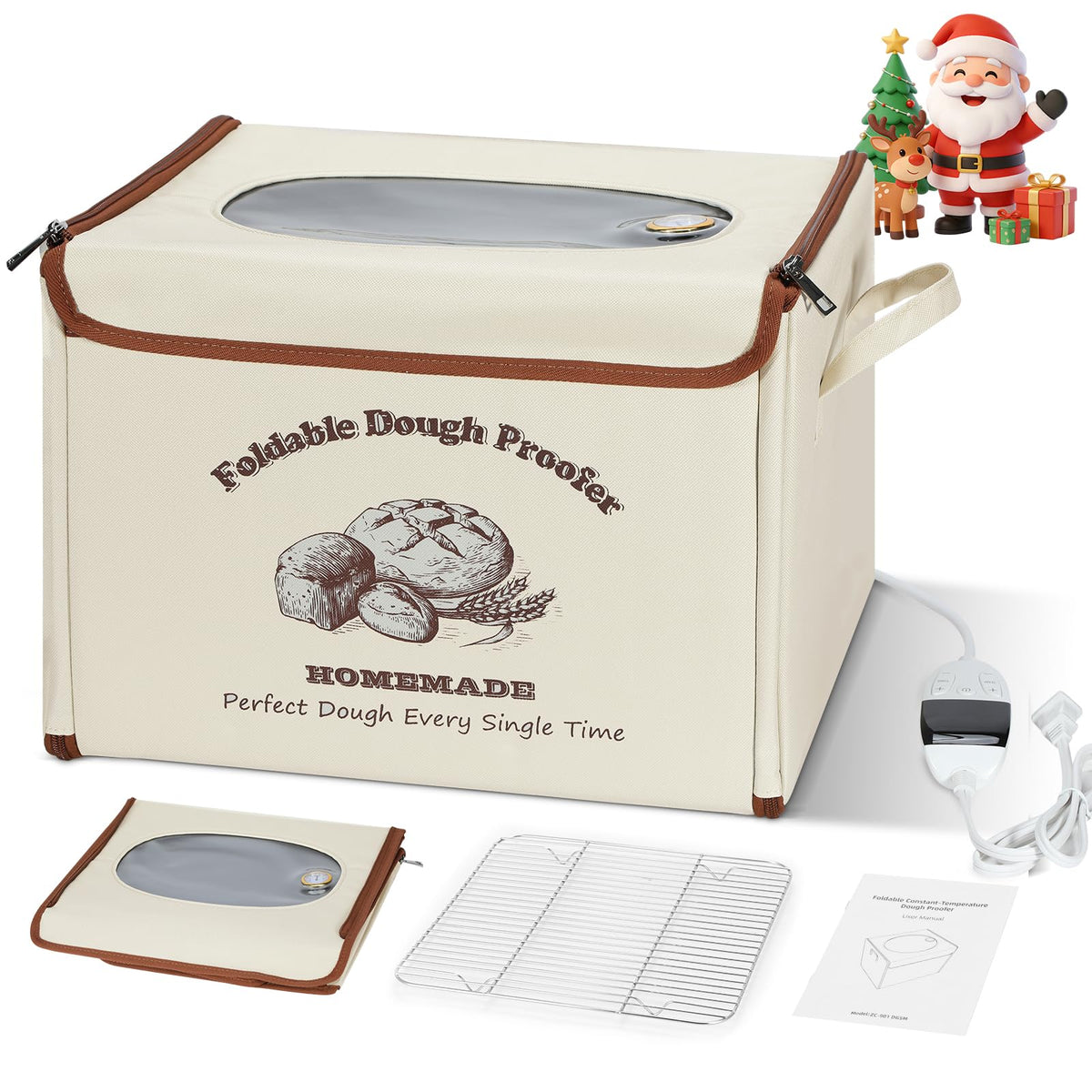 Yacumx foldable bread proofing box, closed, for compact kitchen storage.